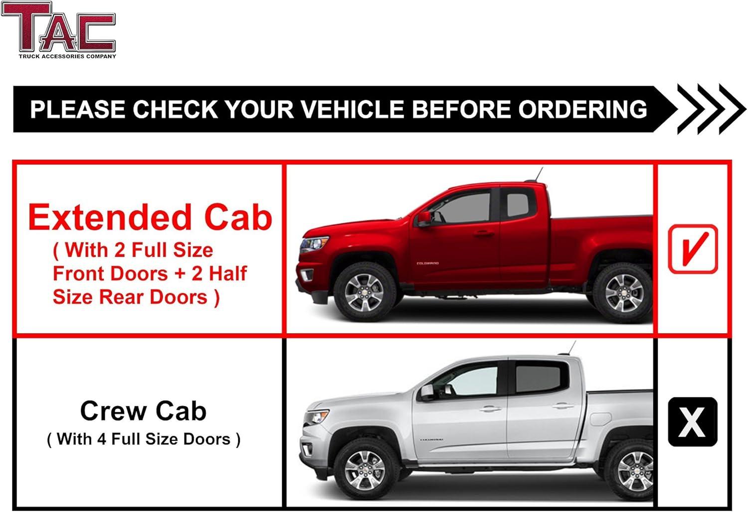 imageTAC Side Steps Running Boards Compatible with 20042012 Chevy Colorado Extended CabGMC Canyon Extended Cab Pickup Truck 3quot Black Side Bars Nerf Bars Step Rails Exterior Accessories