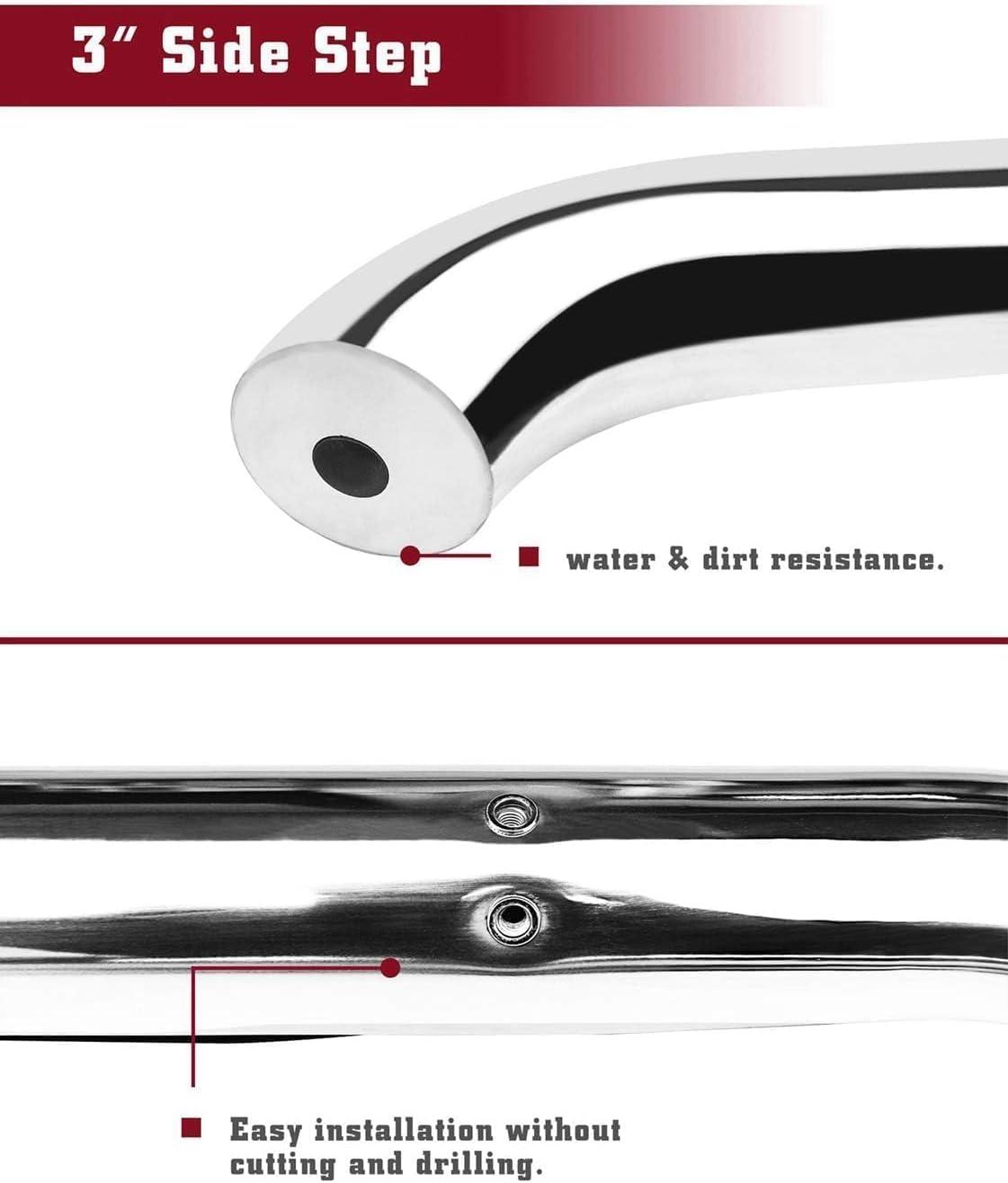 imageTAC Side Steps Running Boards Fit 20052022 Nissan Frontier Crew Cab  20052012 Suzuki Equator Crew Cab Truck Pickup 3 Stainless Steel Side Bars 2pcsStainless Steel