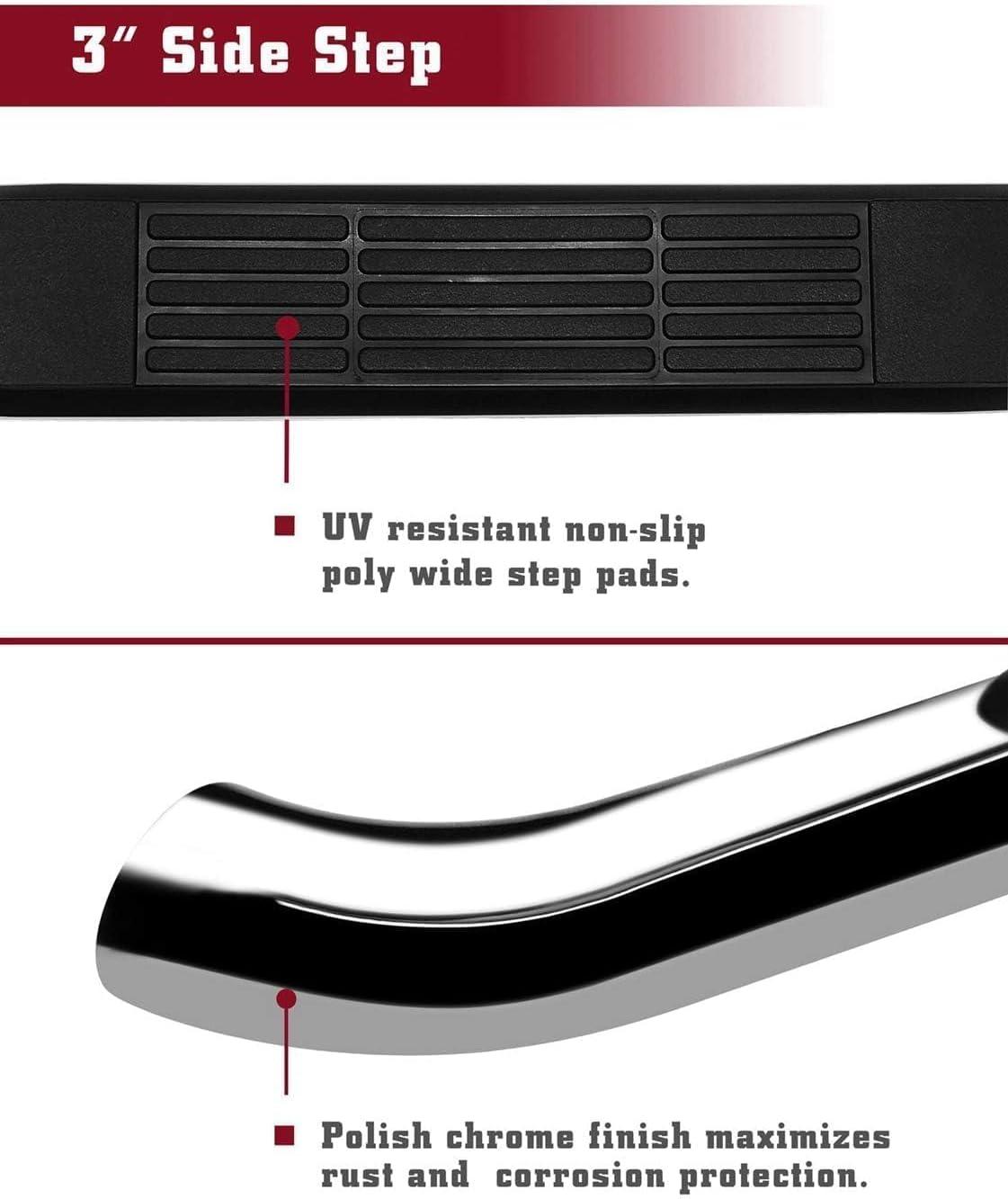 imageTAC Side Steps Running Boards Fit 20052022 Nissan Frontier Crew Cab  20052012 Suzuki Equator Crew Cab Truck Pickup 3 Stainless Steel Side Bars 2pcsStainless Steel