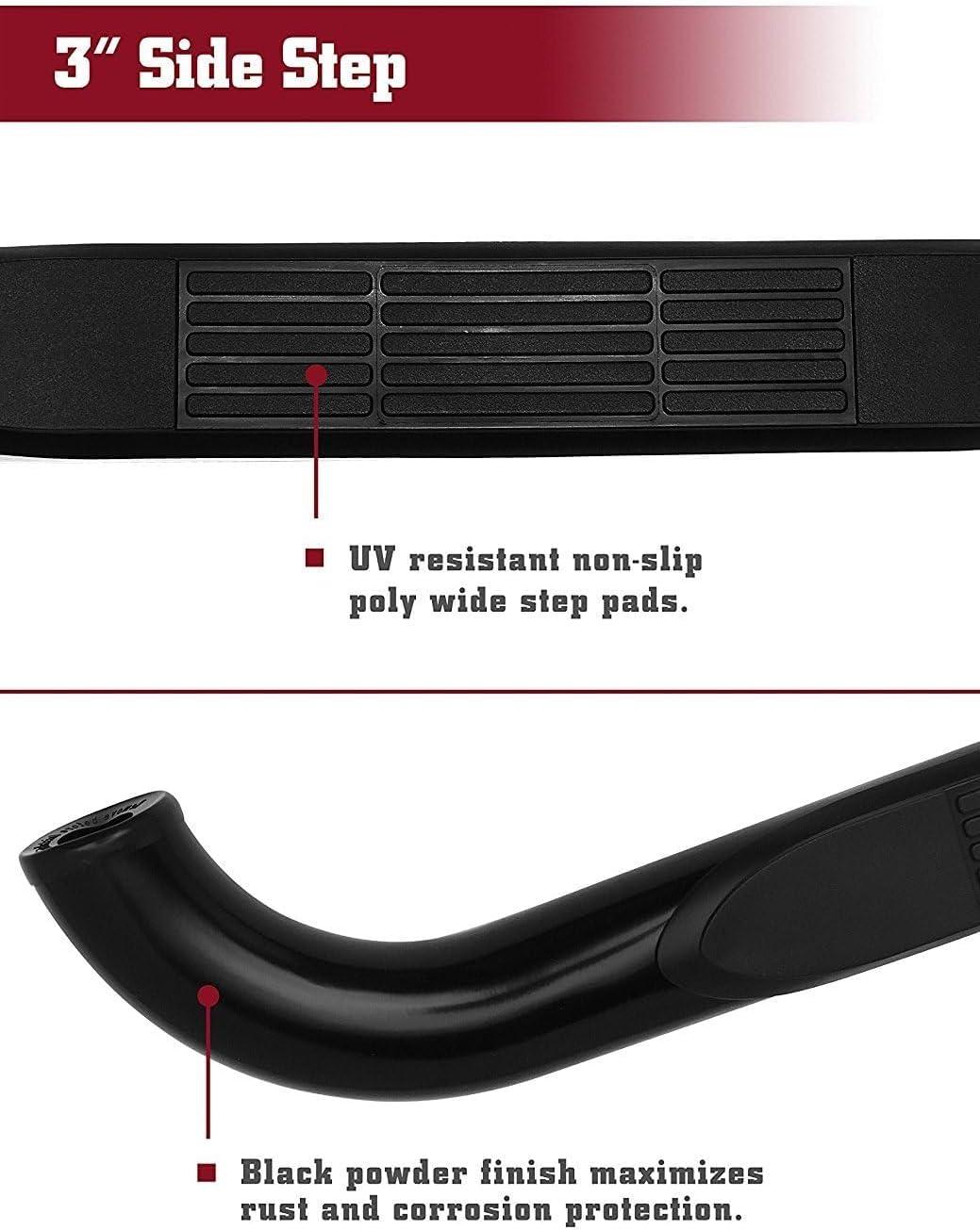 imageTAC Side Steps fit 19801996 Ford Bronco Full Size 97 HD Models Only  Ford FSeries Regular Cab Pick Up Incl 97 HD Pickup Truck 3quot Black Side Bars Nerf Bars Step Rails Running Boards 2 Pieces