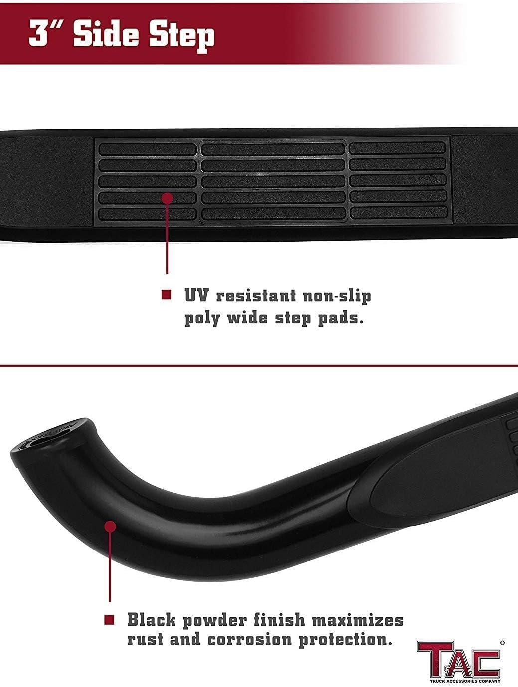 imageTAC Side Steps fit 20042008 Ford F150 Super Cab Pickup Truck 3quot Black Side Bars Nerf Bars Step Rails Running Boards Off Road Automotive Exterior Accessories 2 Pieces Running Boards