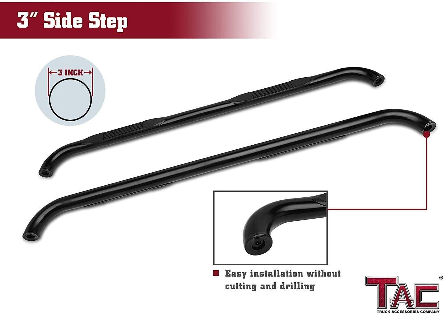 imageTAC Side Steps fit 20042008 Ford F150 Super Cab Pickup Truck 3quot Black Side Bars Nerf Bars Step Rails Running Boards Off Road Automotive Exterior Accessories 2 Pieces Running Boards