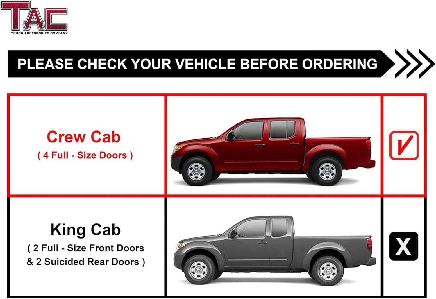 imageTAC Spear Running Boards Compatible with 20052025 Nissan Frontier Crew Cab Pickup 6quot Side Step Rail Nerf Bar Truck Accessories Aluminum Texture Black Width Body and Soft Top Lightweight 2PcsSpear Running Boards