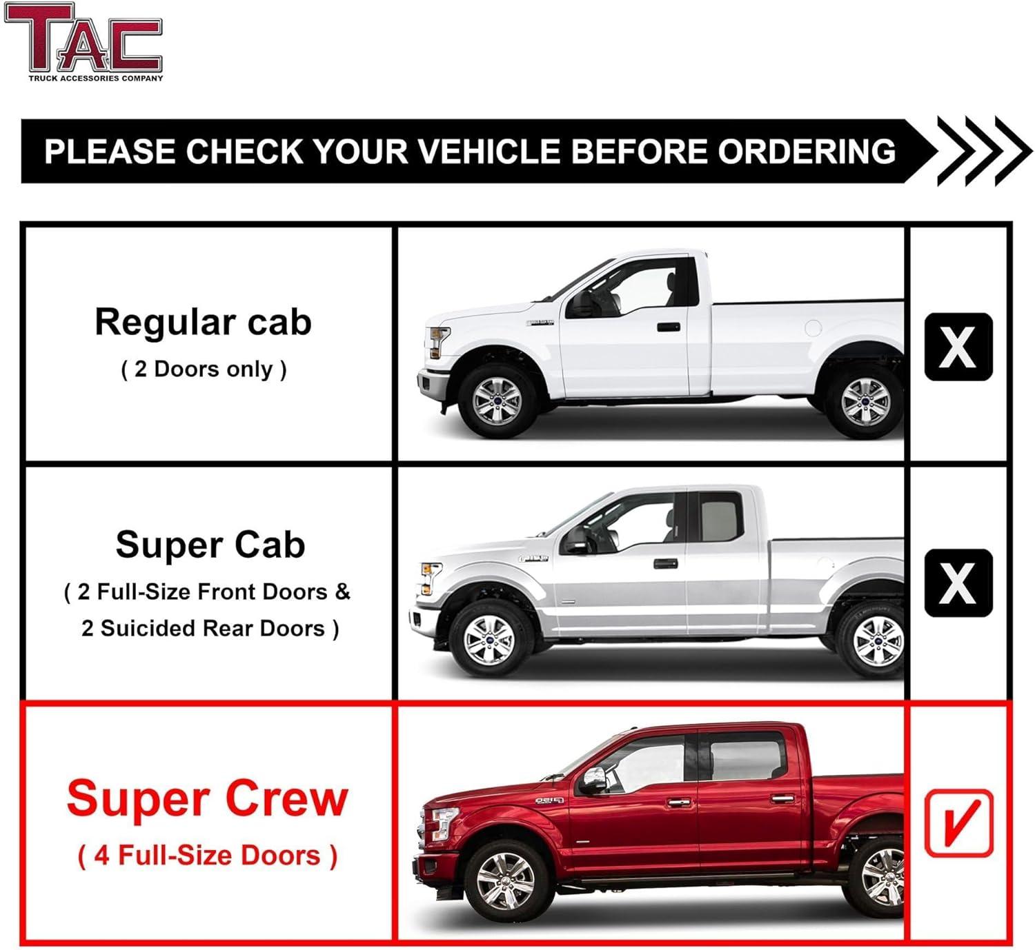 imageTAC Spear Running Boards Fit 20152025 Ford F150 Supercrew Cab2225 F150 Lightning EV SuperCrew Cab1725 Ford F250350 Super Duty Crew Cab 6quot Side Step Rail Nerf Bar Truck Accessories TextureSpear Running Boards