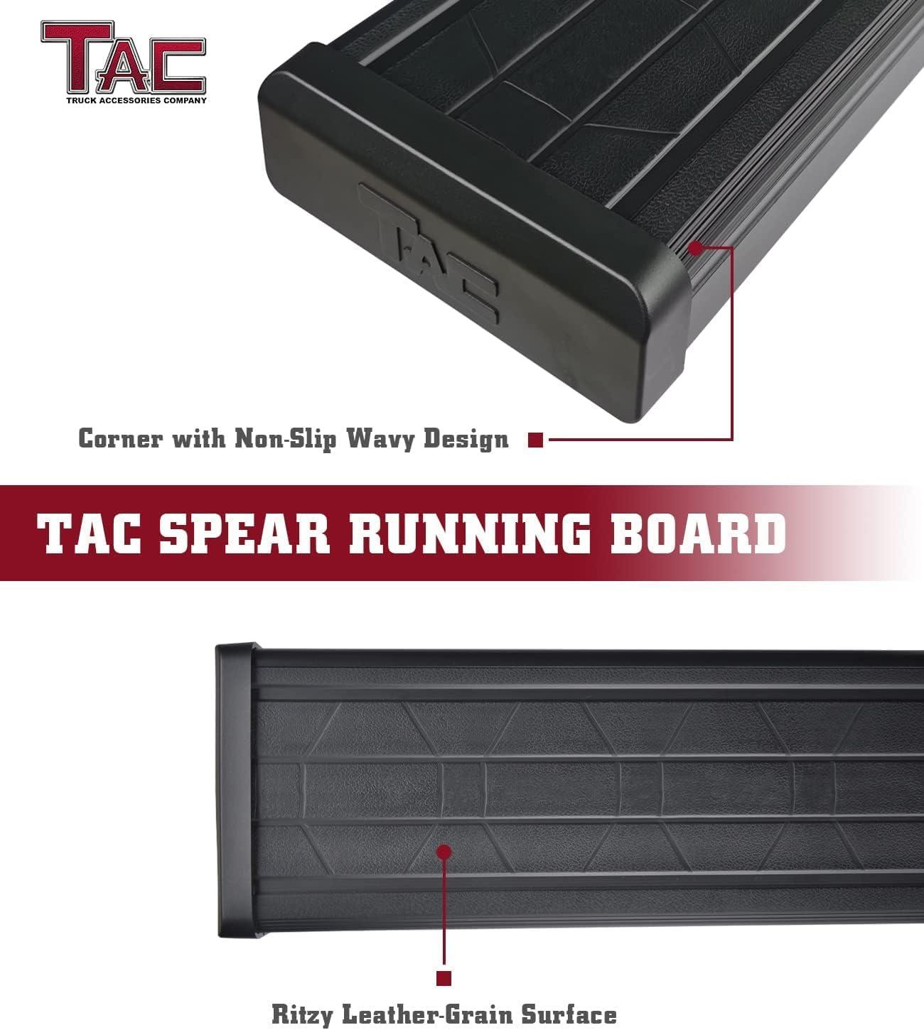 imageTAC Spear Running Boards Fit 20152025 Ford F150 Supercrew Cab2225 F150 Lightning EV SuperCrew Cab1725 Ford F250350 Super Duty Crew Cab 6quot Side Step Rail Nerf Bar Truck Accessories TextureSpear Running Boards