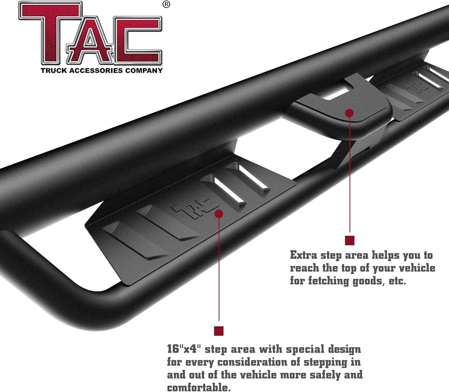 imageTAC Summit Running Boards Compatible with 20192025 Chevy SilveradoGMC Sierra 1500 Crew Cab20202025 SilveradoSierra 25003500 Crew Cab Truck Side Steps Nerf Bars Step Rails Black 2pcsEHD