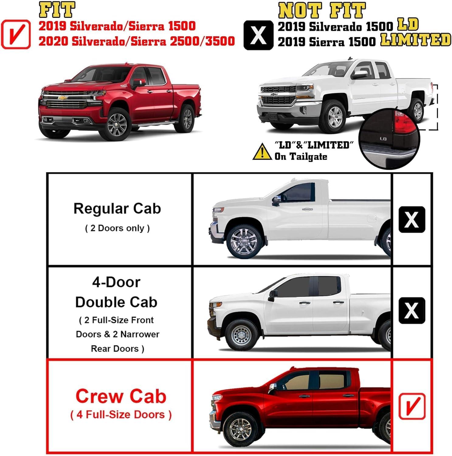 imageTAC Summit Running Boards Compatible with 20192025 Chevy SilveradoGMC Sierra 1500 Crew Cab20202025 SilveradoSierra 25003500 Crew Cab Truck Side Steps Nerf Bars Step Rails Black 2pcsEZ