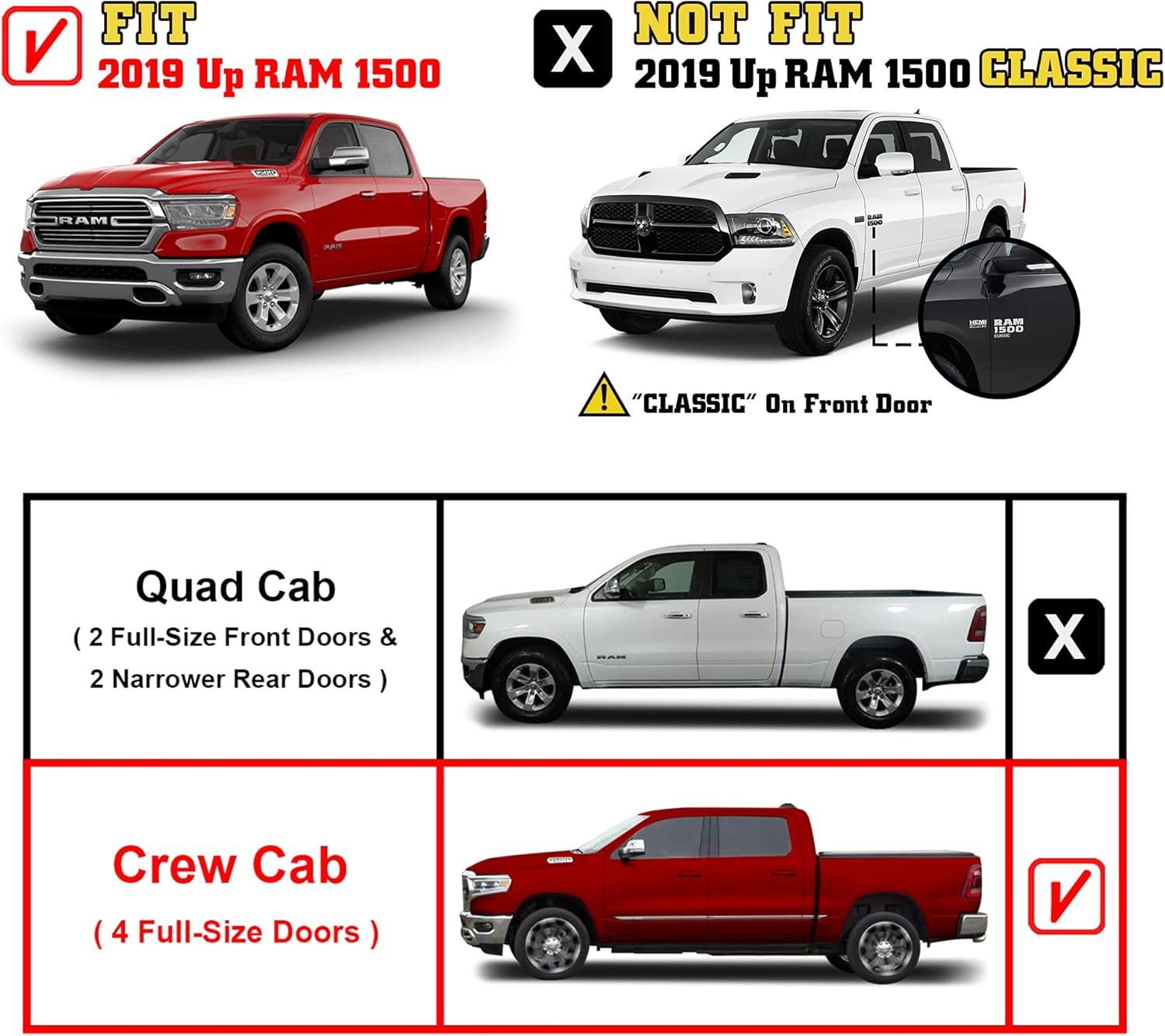 imageTAC Summit Running Boards Compatible with 20192025 Ram1500 Crew CabExcl 20192024 Ram1500 Classic Side Steps Nerf Bars Step Rails Pickup Truck OffRoad Exterior Accessories Black 2pcs