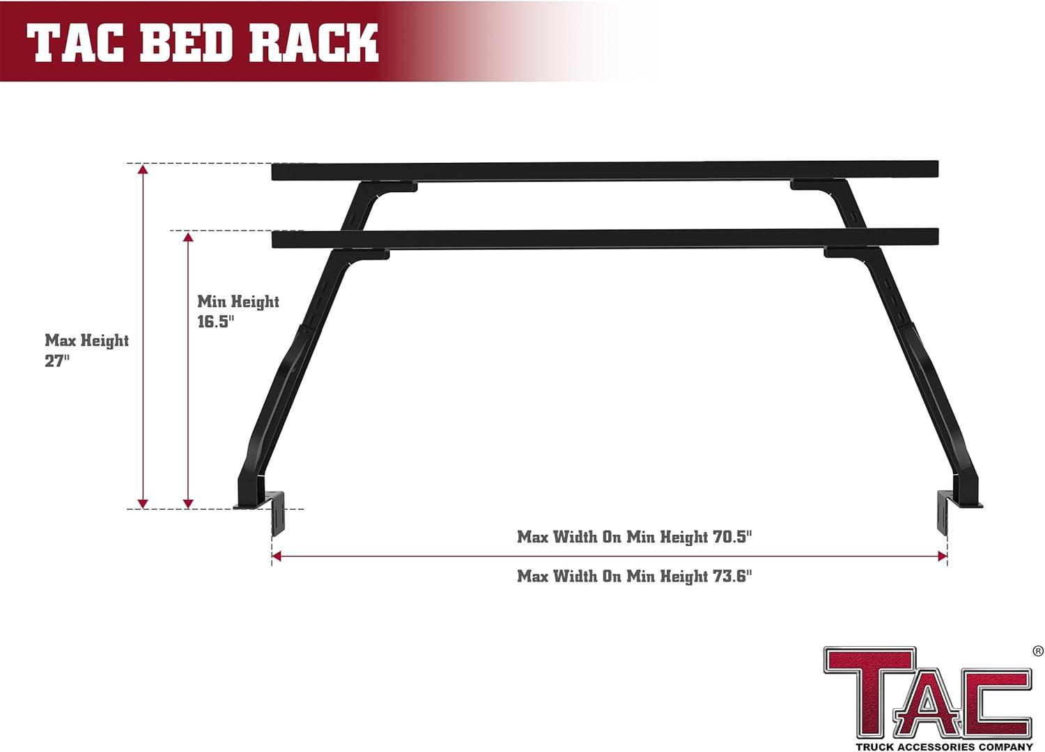 imageTAC Truck Bed Ladder Roof Top Cargo Rack Platform Extension Fits Universal 5FEET Truck Bed Canoe Bike Kayak Snowboard Luggage Upper Storage Carrier Outdoors Overland Off Road Accessories