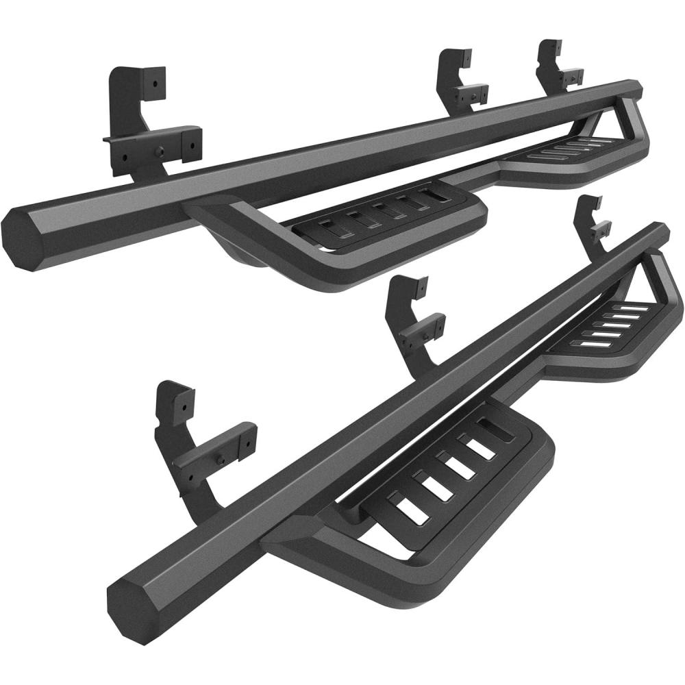 imageTAC Gen5 Running Boards Compatible with 20152025 F150 Supercrew Cab 20222025 F150 Lightning EV 20172025 Super Duty Crew Cab 4quot Drop Side Steps Nerf Bars Pickup Truck Fine Texture Black 2pcs