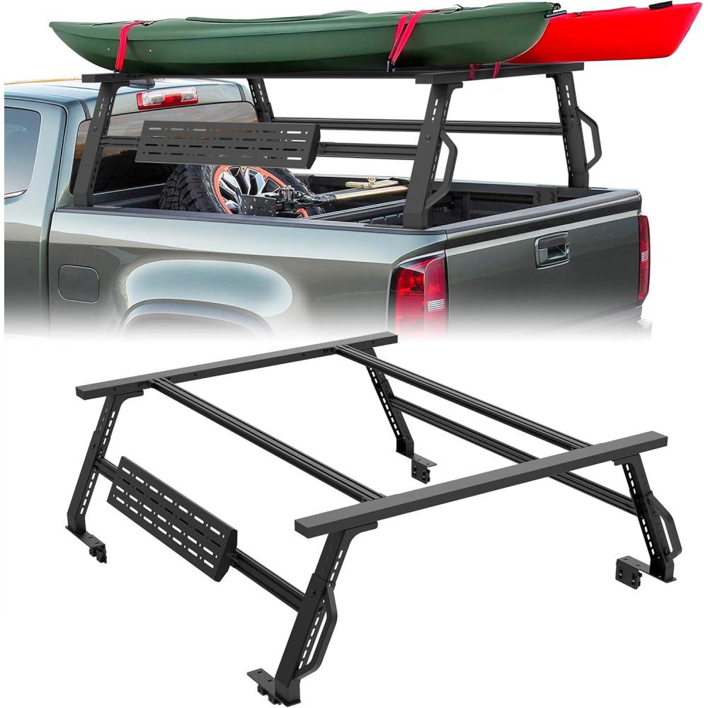 imageTAC Universal 6FEET Truck Bed Rack Ladder Roof Top Cargo Rack Platform Extension Canoe Bike Kayak Snowboard Luggage Upper Storage Carrier Outdoors Overland Off Road Accessories