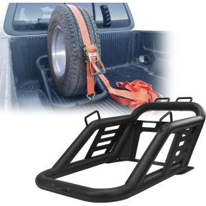 imageTAC Universal Spare Tire CarriersMount Fit for 40 inch Tire Heavy Duty Pickup Truck Bed Rack Accessories Organizer Holder Fine Textured Black